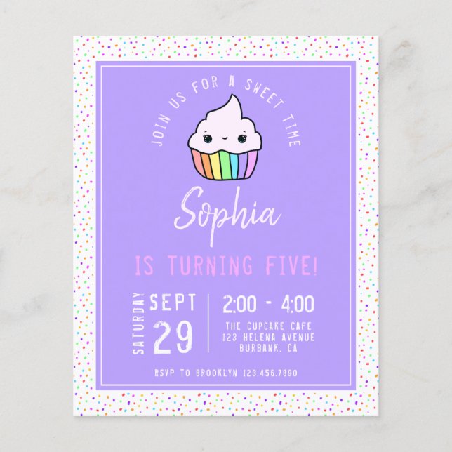 Papier Budget Cupcake Invitation de fête d'anniversaire d (Devant)