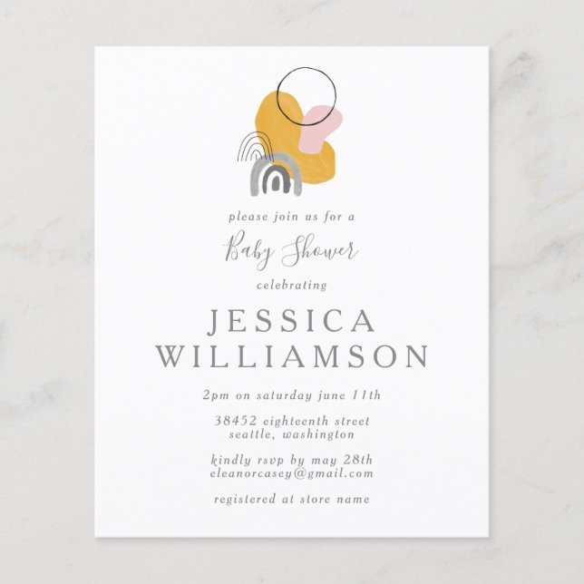 Papier Budget Cute Abstrait Boho Baby shower jaune (Devant)