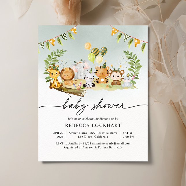 Papier Budget Cute Animal Boy Baby shower Invitation (Créateur téléchargé)