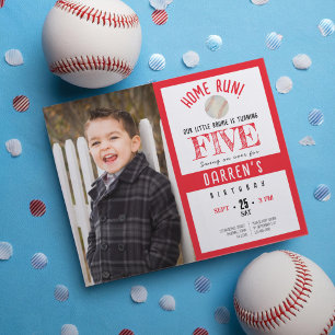 Papier Budget Cute Baseball Photo Invitation Anniversaire