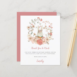 Papier Budget Cute Bunny Coral Baby shower Merci
