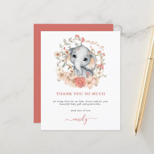 Papier Budget Cute Elephant Coral Baby shower Merci