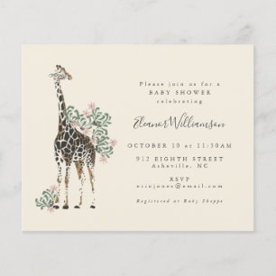 Papier Budget Cute Floral Giraffe Baby shower simple