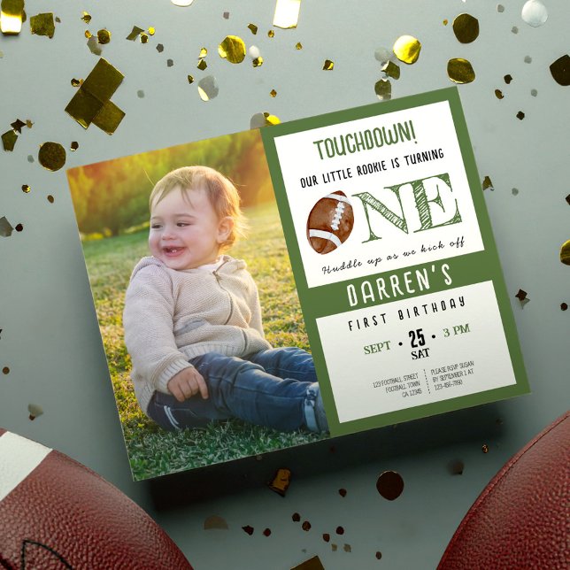Papier Budget Cute Football Photo 1er anniversaire Invita (Créateur téléchargé)
