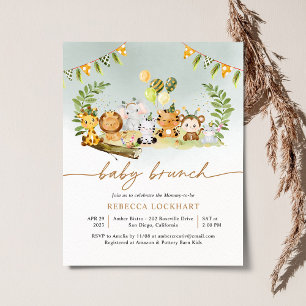 Papier Budget Cute Jungle Boy Baby Brunch Invitation