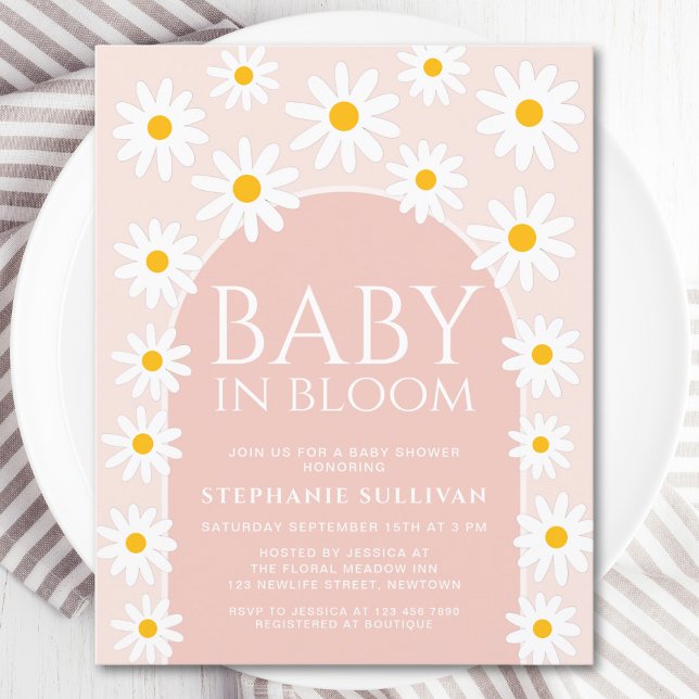 Papier Budget Daisy Baby In Bloom Baby shower Invitation (Créateur téléchargé)
