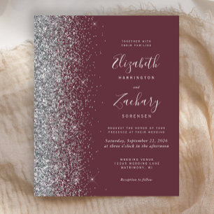Papier Budget Dark Burgundy Parties scintillant Argent In