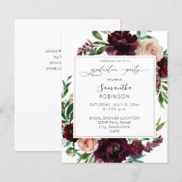 Papier Budget Dark Burgundy & Pink Floral Graduation Part