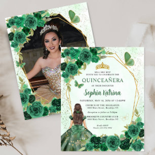 Papier Budget Dark Green Floral Princess Photo Quince