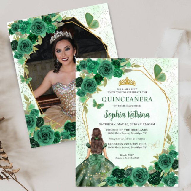 Papier Budget Dark Green Floral Princess Photo Quince (Créateur téléchargé)