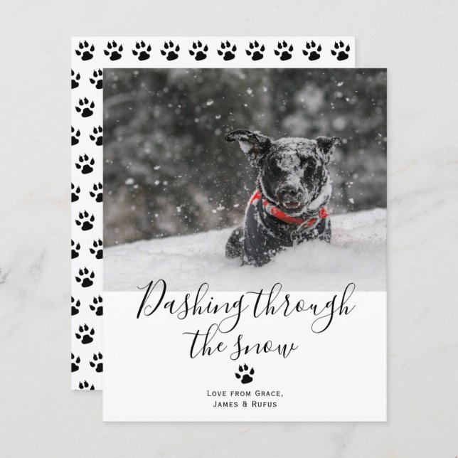 Papier BUDGET Dashing through the Snow Pet Dog Christmas (Devant / Derrière)