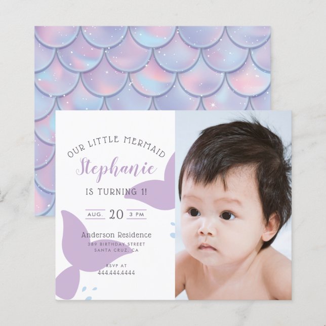 Papier Budget De La Fête D'Anniversaire De La Sirène De M (Devant / Derrière)