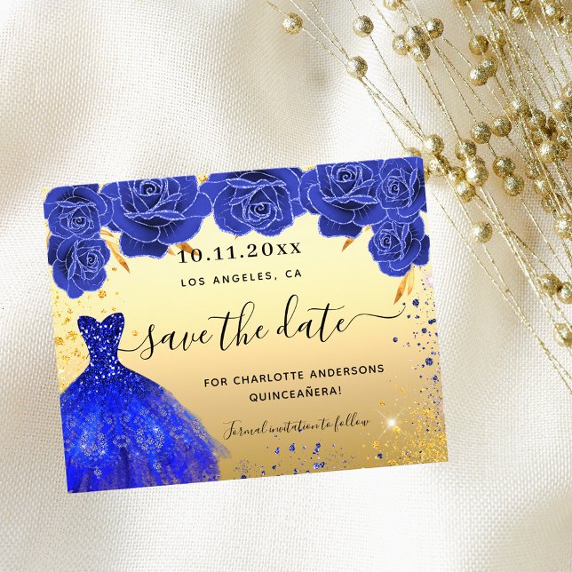 Papier Budget de la robe d'or bleu Quinceanera sauver la  (Créateur téléchargé)