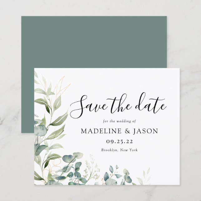 Papier Budget de verdure Eucalyptus Mariage Enregistrer l (Devant / Derrière)