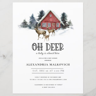 Papier Budget Deer Theme Woodland Baby shower Invitation