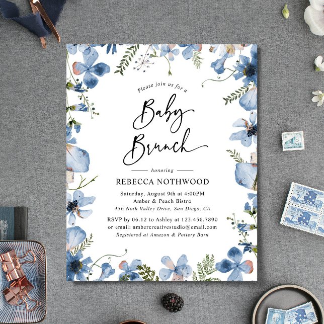 Papier Budget Delicy Fleurs sauvages Baby Brunch Invitati (Créateur téléchargé)