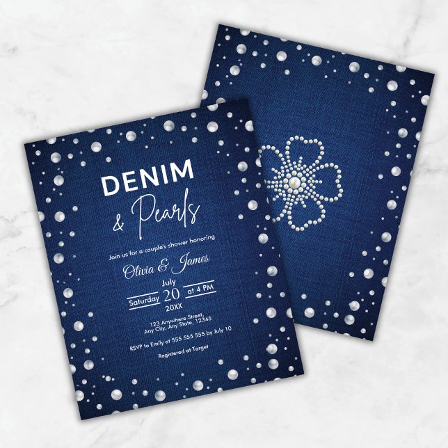 Papier Budget Denim et Pearls Couple's Invitation de douc (Budget Denim and Pearls Couple's Shower Invite )