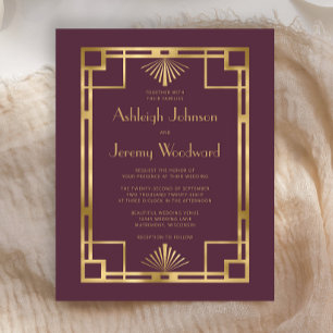 Papier Budget des années 1920 Vintage Déco Burgundy Gold