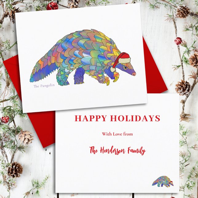 Papier Budget des espèces en voie de disparition de Xmas  (Christmas pangolin custom holiday greetings budget card)