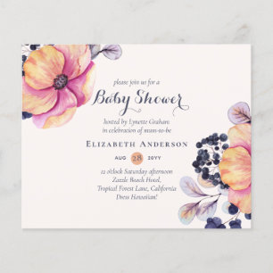Papier BUDGET DES Invitations Baby showers Floraux de la