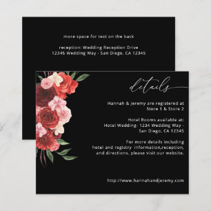 Papier Budget Détails Floraux Rouges - Noir