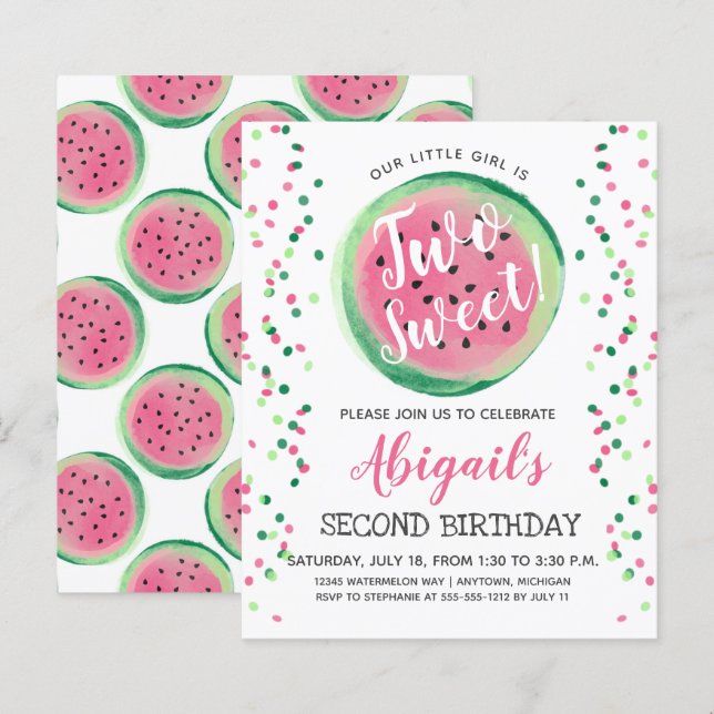 Papier Budget Deux douces Invitation pour le deuxième ann (Devant / Derrière)