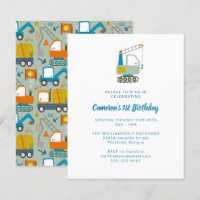 Budget Diggers Camions Blue 1er Anniversaire Invit