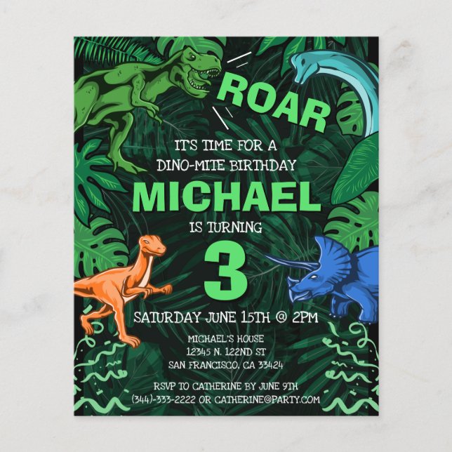 Papier Budget Dinosaur Anniversaire de enfant Jurassique  (Devant)