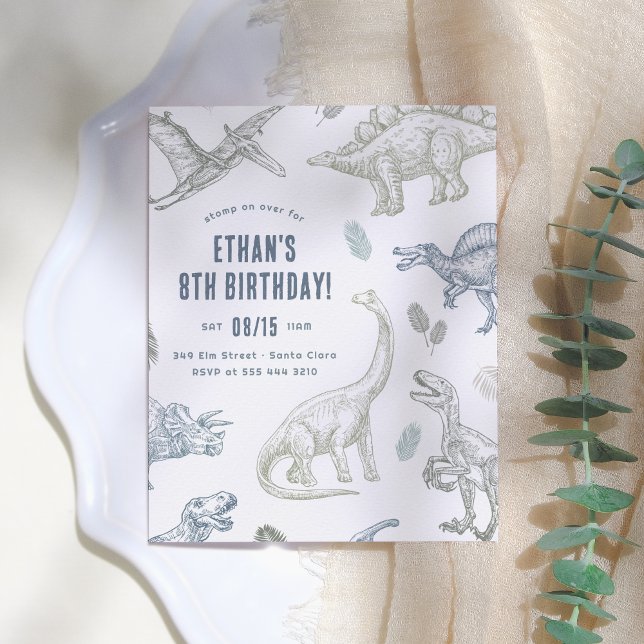 Papier Budget Dinosaur Anniversaire Fête Invitation (Créateur téléchargé)