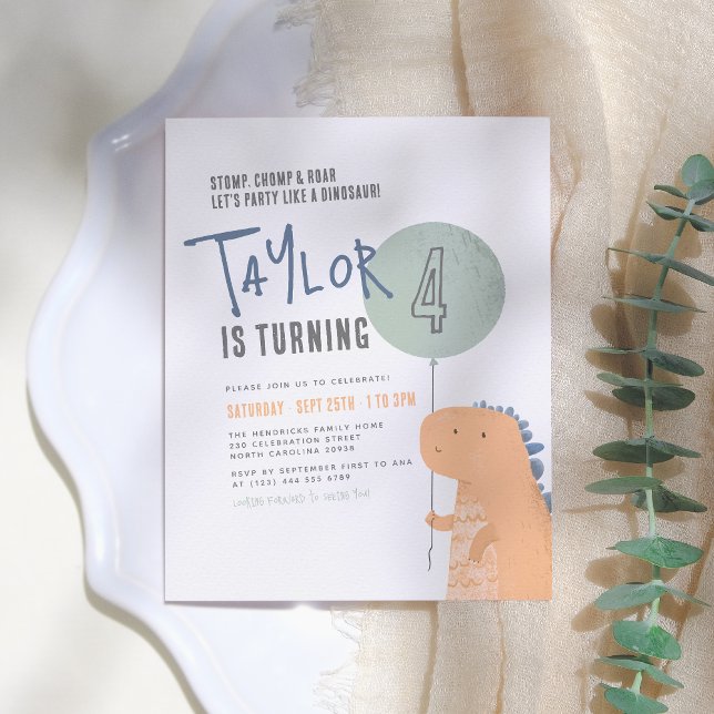 Papier Budget Dinosaur Anniversaire Fête Invitation (Créateur téléchargé)