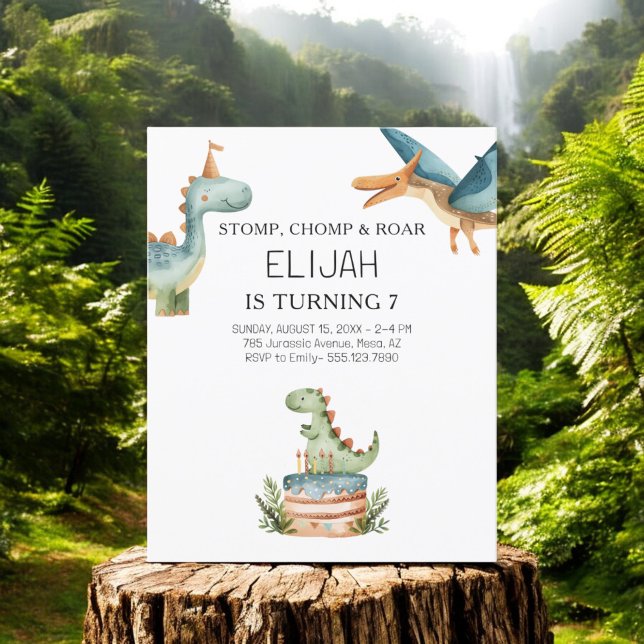 Papier Budget Dinosaur Anniversaire Invitation de la fête (Créateur téléchargé)