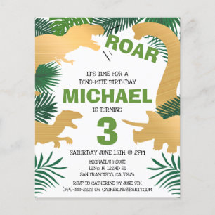 Papier Budget Dinosaur Enfants Dino Trex Invitation Anniv