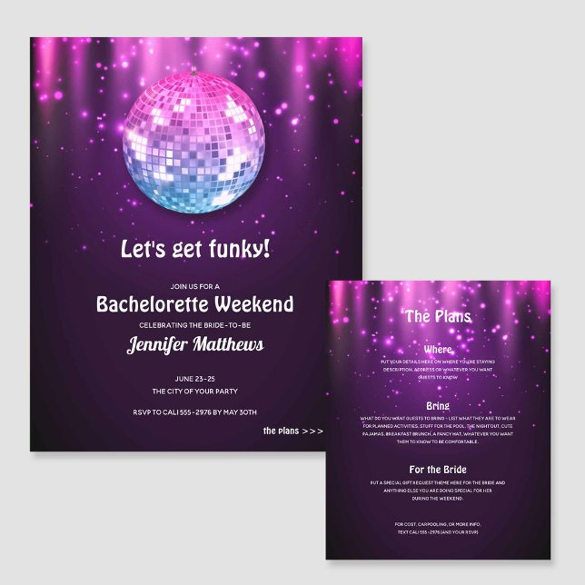 Papier Budget Disco Bachelorette Fête Invitations (Créateur téléchargé)