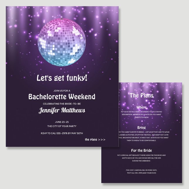Papier Budget Disco Bachelorette Fête Invitations (Créateur téléchargé)