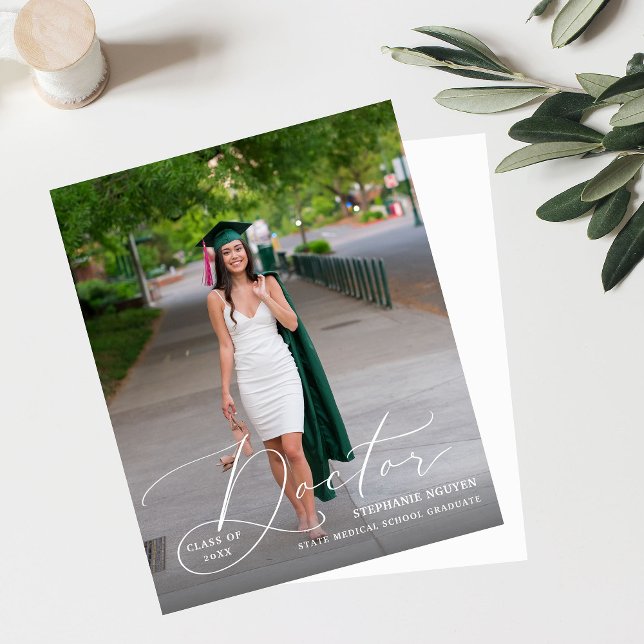Papier Budget Doctor Elegant Photo Faire-part diplômée (Créateur téléchargé)
