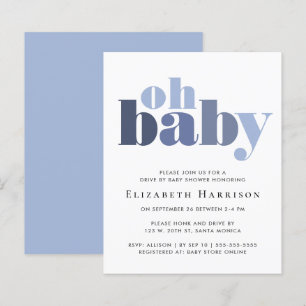 Papier Budget Drive By Baby Boy Shower Blue Invitation