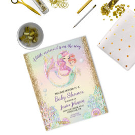 Papier Budget du Baby shower d'aquarelle de petite sirène