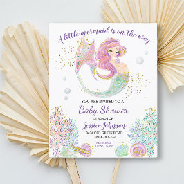 Papier Budget du Baby shower d'aquarelle de petite sirène