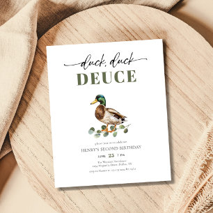 Papier Budget Duck Duck Deuce Boy Invitation du 2e annive
