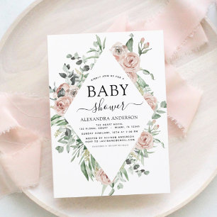 Papier Budget Dusty Baby shower rose Floral Invitation