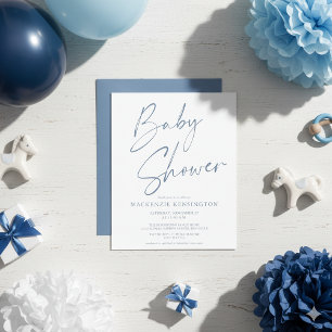 Papier Budget Dusty Blue Baby shower de script manuscrit