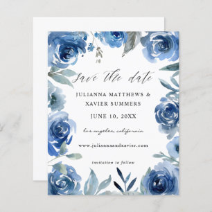 Papier Budget Dusty Blue & Blue Floral Enregistrer la dat
