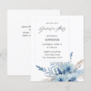 Papier Budget Dusty Blue Boho Floral Graduation Party
