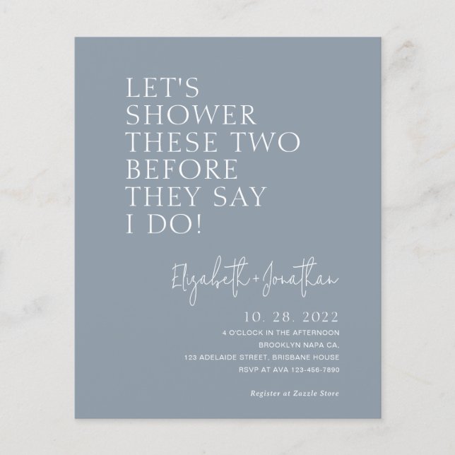 Papier Budget Dusty Blue Couple Shower Invitation (Devant)