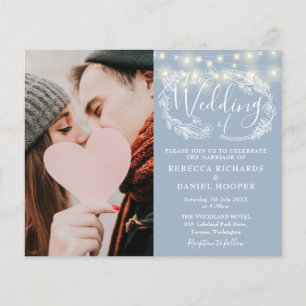 Papier Budget Dusty Blue Détails du Mariage Photo Invitat