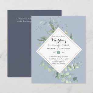 Papier Budget Dusty Blue Eucalyptus Mariage Invite