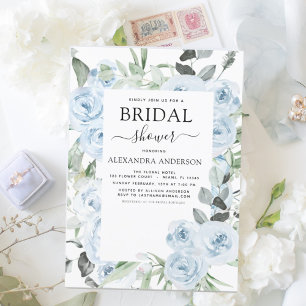 Papier Budget Dusty Blue Fête des mariées Floral Invitati