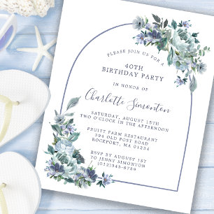 Papier Budget Dusty Blue Floral 40e anniversaire Invitati
