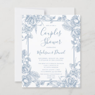 Papier Budget Dusty Blue Floral Couples Douche