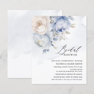 Papier Budget Dusty Blue Floral Invitations de douche nup